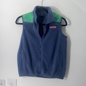 BOYS 16/18 XLARGE EUC VINEYARD VINES FULL ZIP VEST BLUE GREEN FLEECE PREPPY